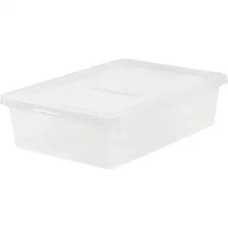 IRIS 28-quart Storage Box - External Dimensions: 24" Width x 16.3" Depth x 6" Height - 7 gal - Snap-in Lid Closure - Stackable - Plastic - Clear - For Clothes, Shoes - 1 Each