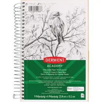 Mead Academy Heavyweight Paper Sketch Journal - 70 Sheets - Wire Bound - 67 lb Basis Weight - 6" x 9" - White Paper - 1 Each