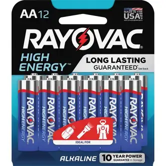 Rayovac High Energy Alkaline AA Batteries - For Multipurpose - AA - 12 / Pack