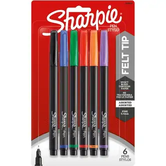 Sharpie Fine Point Pens - 6-Packs - Fine Pen Point - Assorted - 2 / Bundle