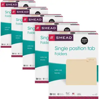 Smead 1/3 Tab Cut Letter Recycled Top Tab File Folder - 8 1/2" x 11" - 3/4" Expansion - Top Tab Location - Right Tab Position - Manila - 10% Recycled - 5 / Carton