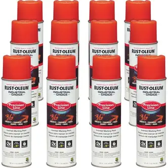 Rust-Oleum Industrial Choice Precision Line Marking Paint - 17 fl oz - 12 / Carton - Alert Orange