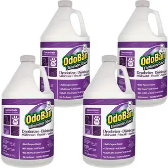 OdoBan Deodorizer Disinfectant Cleaner Concentrate - Concentrate - 128 fl oz (4 quart) - Lavender Scent - 4 / Carton - Deodorize, Disinfectant, Residue-free - Purple