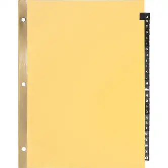 Business Source A-Z Black Leather Tab Index Dividers - 26 Printed Tab(s) - Character - A-Z - 8.5" Divider Width x 11" Divider Length - Letter - 3 Hole Punched - Buff Paper Divider - Black Leather Tab(s) - Recycled - 25 / Set