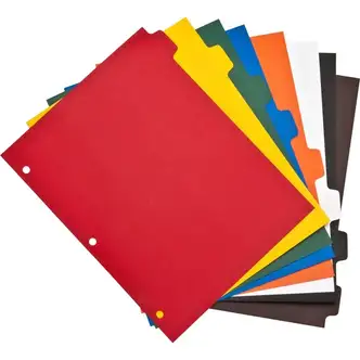 Business Source Plain Tab Color Polyethylene Index Dividers - Blank Tab(s) - 8 Tab(s)/Set - 8.5" Divider Width x 11" Divider Length - Letter - 3 Hole Punched - Red Polyethylene, Yellow, Green, Blue, Orange, White, Black, Brown Divider - Red Polyethylene, 