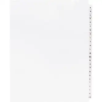Business Source A-Z Tab Table of Contents Index Dividers - Printed Tab(s) - Character - A-Z - 25 Tab(s)/Set - 8.5" Divider Width x 11" Divider Length - Letter - 3 Hole Punched - White Divider - White Mylar Tab(s) - 25 / Set