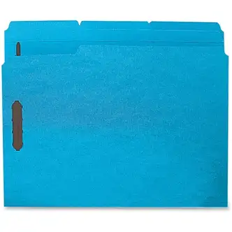 Business Source 1/3 Tab Cut Letter Recycled Fastener Folder - 8 1/2" x 11" - 3/4" Expansion - 2 Fastener(s) - 2" Fastener Capacity - Top Tab Location - Assorted Position Tab Position - Blue - 10% Recycled - 50 / Box