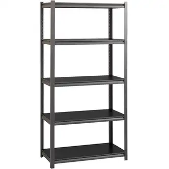 Lorell Iron Horse 3200 lb Capacity Riveted Shelving - 5 Shelf(ves) - 72" Height x 36" Width x 18" Depth - 30% Recycled - Black - Steel, Laminate - 1 Each