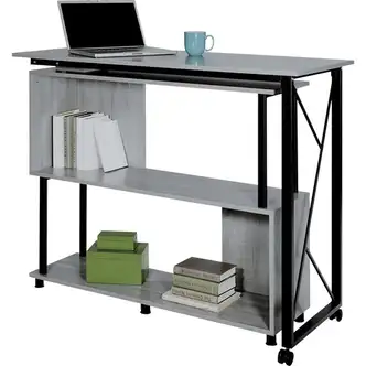 Safco Mood Rotating Worksurface Standing Desk - Box 1 of 2 - Rectangle Top - 53.25" Table Top Width x 21.75" Table Top Depth - 42.25" HeightAssembly Required - Laminated, Gray - Powder Coated Steel - 1 Each