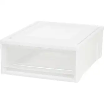 IRIS Stackable Storage Box Drawer - External Dimensions: 19.6" Length x 15.8" Width x 7" Height - 5.50 gal - Stackable - Plastic - Clear, White - For Accessories, Craft Supplies, Toiletries - 4 / Carton