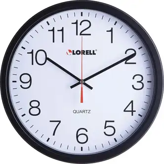 Lorell 12-1/2" Slimline Wall Clock - Analog - Quartz - Black - Modern Style
