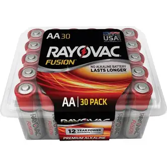 Rayovac Fusion Premium Alkaline AA Batteries - For Multipurpose - AA - 30 / Pack