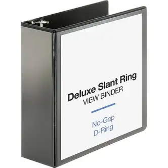 Business Source Deluxe Slant Ring View Binder - 4" Binder Capacity - Letter - 8 1/2" x 11" Sheet Size - 835 Sheet Capacity - Slant D-Ring Fastener(s) - 2 Internal Pocket(s) - Polypropylene, Chipboard - Black - Durable, PVC-free, Non-stick, Gap-free Ring, 