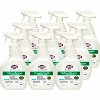 Clorox Healthcare Hydrogen Peroxide Cleaner Disinfectant Spray - 32 fl oz (1 quart) - 9 / Carton - Bleach-free, Disinfectant, Antibacterial - Clear