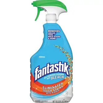 fantastik® All-purpose Cleaner with Bleach - 32 fl oz (1 quart) - Fresh Clean Scent - 8 / Carton - Anti-bacterial - Clear