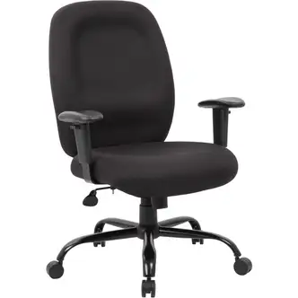 Boss Heavy Duty Task Chair- 400 lbs - Black Crepe Fabric Seat - Black Crepe Fabric Back - Black Frame - 5-star Base - Armrest - 1 Each