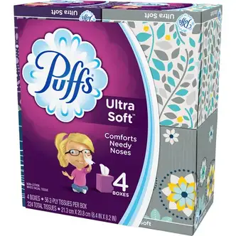 Puffs Ultra Soft Facial Tissue - 2 Ply - White - 56 Per Box - 24 / Carton
