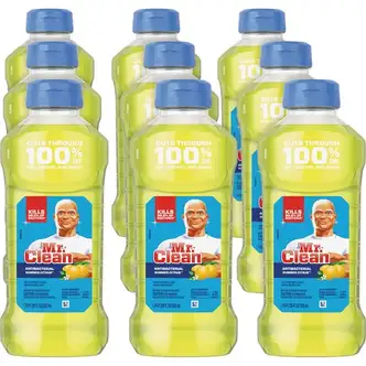 Mr. Clean Antibacterial Cleaner - 28 fl oz (0.9 quart) - Summer Citrus, Lemon Scent - 9 / Carton - Antibacterial, Phosphate-free, Ammonia-free, Bleach-free - Yellow