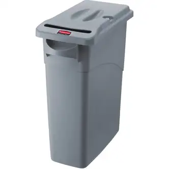 Rubbermaid Commercial Slim Jim Confidential Document Containers w/Lids - External Dimensions: 10.6" Width x 20.1" Depth x 30" Height - 23 gal - Lid Lock Closure - Gray - For Document - 4 / Carton