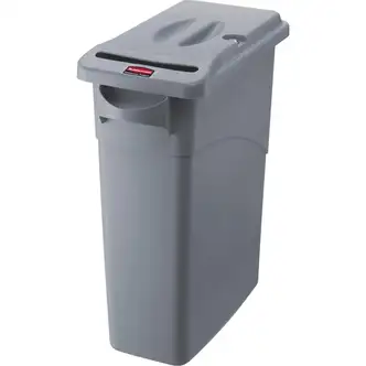 Rubbermaid Commercial Slim Jim Confidential Document Containers w/Lids - External Dimensions: 11" Width x 22" Depth x 25" Height - 16 gal - Lid Lock Closure - Gray - For Document - 4 / Carton