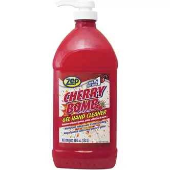 Zep Cherry Bomb Gel Hand Cleaner - Mild Cherry ScentFor - 48 fl oz (1419.5 mL) - Dirt Remover, Grime Remover, Odor Remover, Grease Remover, Paint Remover, Adhesive Remover, Ink Remover, Soil Remover, Oil Remover, Tar Remover, Carbon Remover, ... - Hand, S