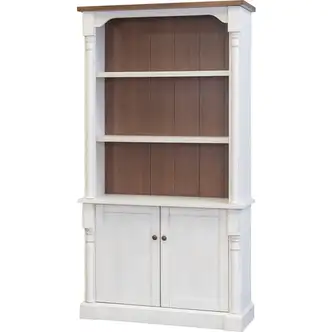 Martin Bookcase with Lower Doors - 2 Door(s) - 4 Shelve(s) - 3 Adjustable Shelf(ves) - Finish: Weathered Wire Brushed Chalk - Rustic Knotty Cherry Table Top
