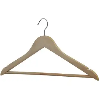 Lorell Wooden Coat Hangers - for Coat, Clothes, Garment - Wooden, Metal - Natural - 30 / Carton
