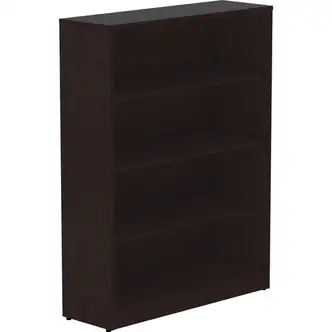 Lorell Laminate Bookcase - 0.8" Shelf, 36" x 12"48" - 4 Shelve(s) - 3 Adjustable Shelf(ves) - Square Edge - Material: Thermofused Laminate (TFL) - Finish: Espresso