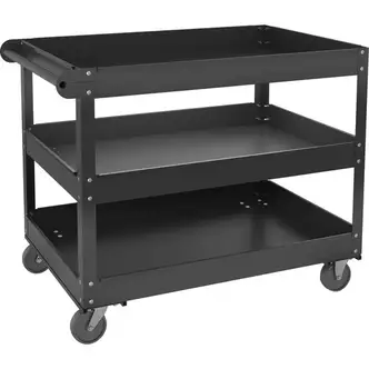 Lorell Utility Cart - 3 Shelf - 400 lb Capacity - 4 Casters - Steel - x 16" Width x 30" Depth x 32" Height - Black - 1 Each