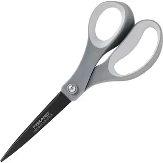 Fiskars Non-stick Titanium Softgrip Scissors - 8" Overall Length - Titanium - Gray - 2 / Pack