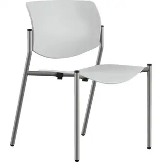 9 to 5 Seating Shuttle Armless Stack Chair with Glides - White Plastic Seat - White Plastic Back - Powder Coated, Silver Frame - Four-legged Base - 1 Each