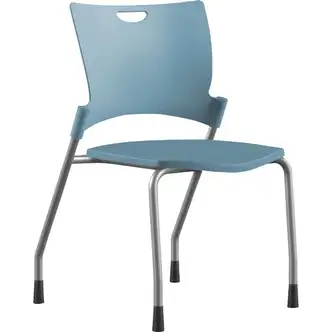 9 to 5 Seating Bella Plastic Seat Stack Chair - Blue Thermoplastic Seat - Blue Thermoplastic Back - Silver Frame - Four-legged Base - 1 Each
