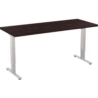 Special-T 24x60" Patriot 2-Stage Sit/Stand Table - Espresso Rectangle Top - Brown Silver Base - 27" to 46" Adjustment x 60" Table Top Width x 24" Table Top Depth - 46" Height - Assembly Required - 1 Each - TAA Compliant