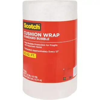 Scotch Perforated Cushion Wrap - 12" Width x 30 ft Length - Perforated, Lightweight, Recyclable, Non-scratching, Easy Tear - Polyethylene, Nylon - Clear - 1 / Roll