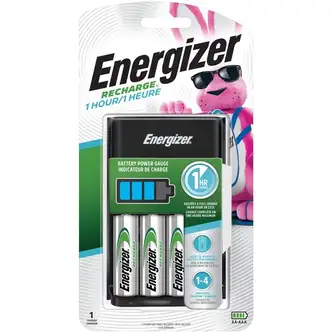 Energizer Recharge Battery Charger with 2 AA and 2 AAA NiMH Batteries - 3 / Carton - 1 Hour Charging - 4 - AA, AAA