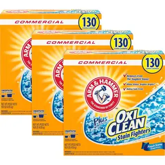 Arm & Hammer Powder Detergent plus OxiClean - 160 oz (10 lb) - 3 / Carton - Fade Resistant - Orange