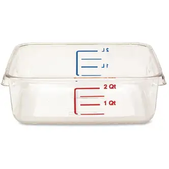 Rubbermaid Commercial Space Saving Square Container - Dishwasher Safe - Clear, Red, Blue - Polycarbonate Body - 12 / Carton