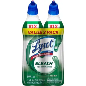 Lysol Bleach Toilet Bowl Cleaner - 24 fl oz (0.8 quart) - 2.0 / Pack - 4 / Carton - Disinfectant, Deodorize - Blue