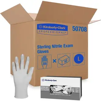 Kimberly-Clark Professional Sterling Nitrile Exam Gloves - Large Size - For Right/Left Hand - Light Gray - Latex-free, Textured Fingertip, Non-sterile, Static Dissipative - For Laboratory Application, Chemotherapy, Industrial - 200/Box - 10 / Carton - 3.5