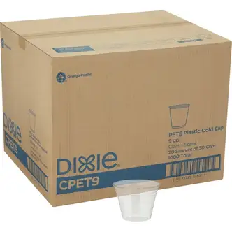 Dixie 9 oz Cold Cups by GP Pro - 50 / Pack - 20 / Carton - Clear - PETE Plastic - Restaurant, Soda, Sample, Iced Coffee, Breakroom, Lobby, Coffee Shop, Cold Drink, Beverage