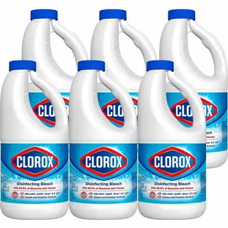 Clorox Disinfecting Bleach - Concentrate - 43 fl oz (1.3 quart) - Regular Scent - 6 / Carton - Deodorize, Disinfectant - White