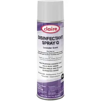 Claire Multipurpose Disinfectant Spray - 17 fl oz (0.5 quart) - Lavender Scent - 12 / Carton - Bactericide, Antibacterial, Fungicide, Virucidal - Purple