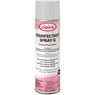 Claire Multipurpose Disinfectant Spray - Ready-To-Use - 17 fl oz (0.5 quart) - Country Fresh Scent - 12 / Carton - Antibacterial, Non-porous - Pink