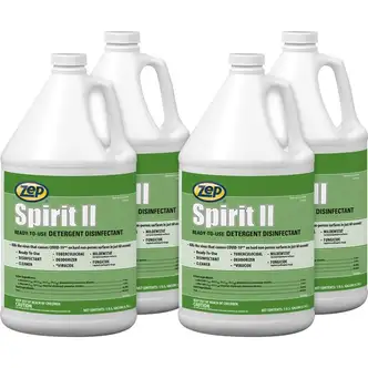 Zep Spirit II Detergent Disinfectant - Ready-To-Use - 128 fl oz (4 quart)Bottle - 4 / Carton - Deodorant, Easy to Use, Non-porous - Multi