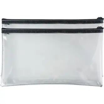 Sparco Wallet Bag - 6" Width x 11" Length - Zipper Closure - Clear - 2/Pack - Currency, Check, Paperwork
