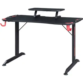 Lorell Gaming Desk - Powder Coated Base - 127 lb Capacity - 36" Height x 48" Width x 26" Depth - Assembly Required - Black - Medium Density Fiberboard (MDF), Polyvinyl Chloride (PVC), Melamine, Carbon Fiber Top Material - 1 Each