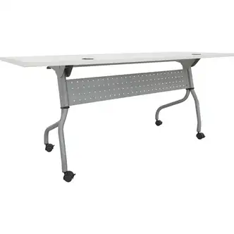 Lorell Flip Top Training Table - White Top - Silver Base - 4 Legs - 23.60" Table Top Length x 72" Table Top Width - 29.50" HeightAssembly Required - Melamine Top Material - 1 Each