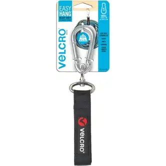 VELCRO® Heavy-Duty Storage Strap - 1 Each - 100 lb Load Capacity - Small (S) - Carabiner Attachment - 10.3" Height x 3.5" Width x 1" Length - Black