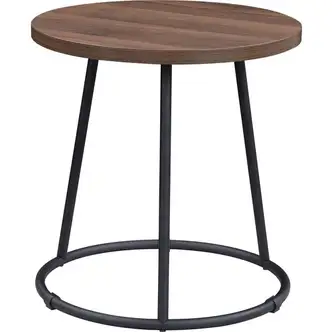 Lorell Accession End Table - Round Top - Powder Coated Four Leg Base - 4 Legs - 200 lb Capacity x 1" Table Top Thickness x 19" Table Top Diameter - 19.75" Height - Assembly Required - Walnut - Laminate Top Material - 1 Each