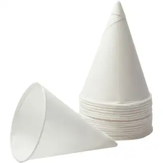Konie 4 oz Paper Cone Cups - 200 / Bag - Cone - 25 / Carton - White - Paper - Cold Drink, Water